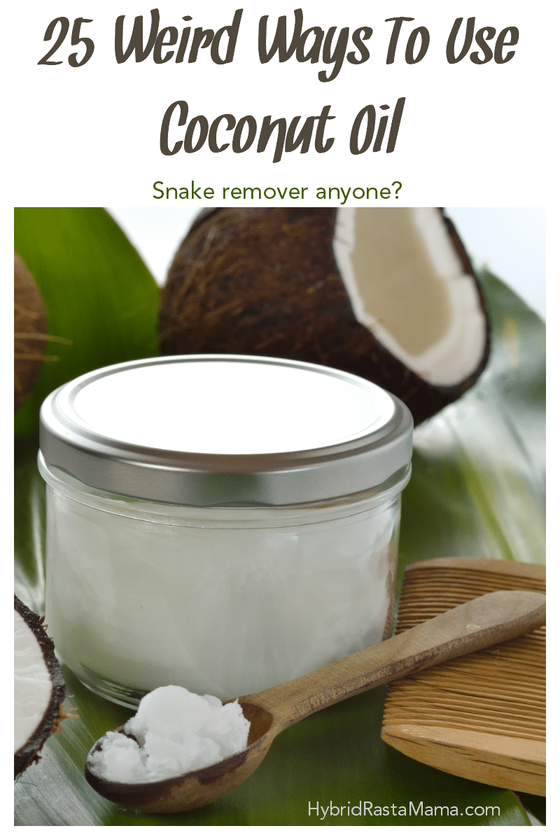 Small jar of coconut oil next to a wooden spoon with a scoop of coconut oil on it. There is a partially opened coconut in the background. 