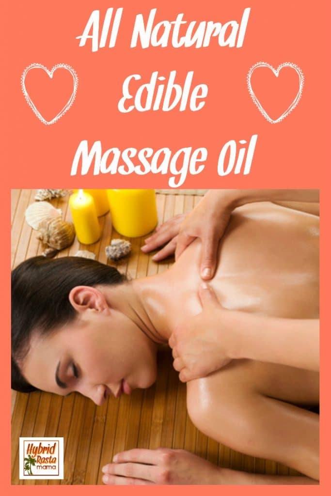 Woman lying on a bamboo mat getting a massage with edible massage oil.