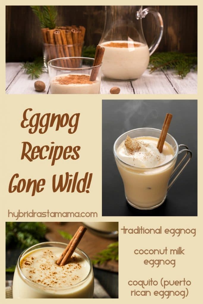 Eggnog recipes including traditional eggnog, Coquito (Puerto Rican eggnog), & dairy free coconut eggnog. These tasty beverages can also be used in baking. From HybridRastaMama.com 
