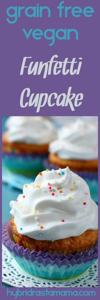 An easy to make, healthy, and most of all delicious gluten free and vegan funfetti cupcake. It is free of common allergens while still rich in flavor. from HybridRastaMama.com