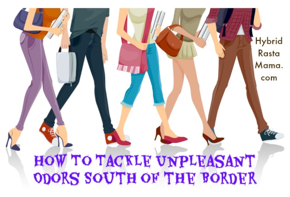 Illustration of the lower hald of people walking - genital odor blog post