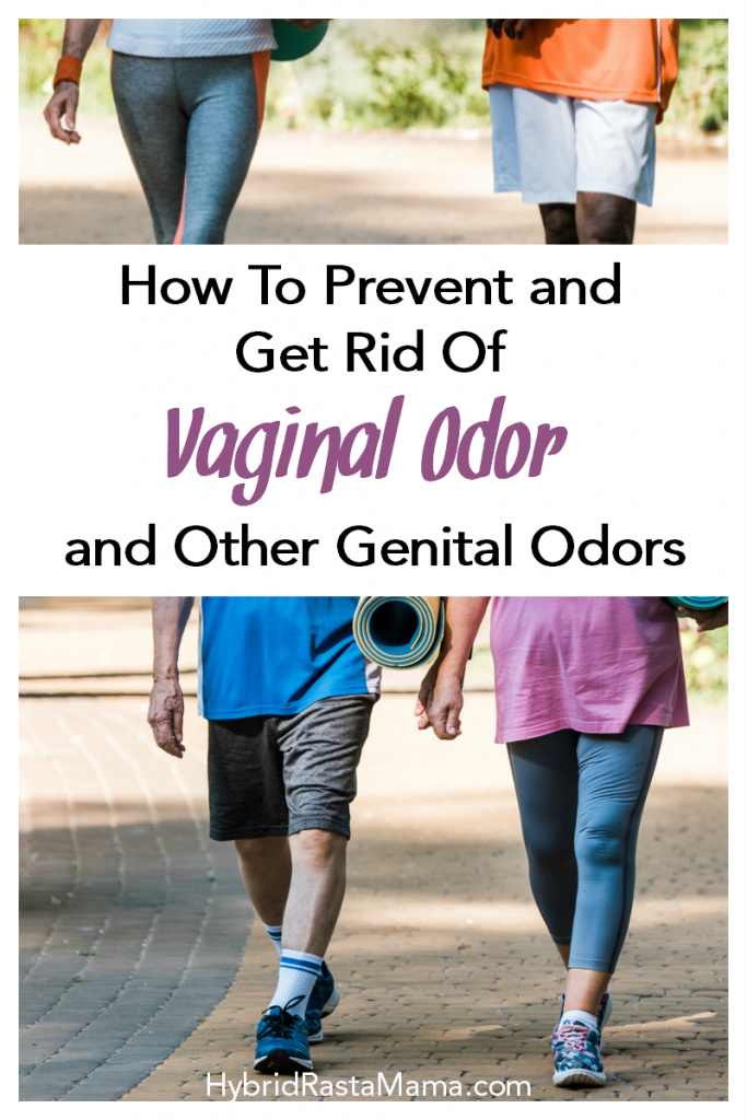 The lower halves of people meant to illustrate vaginal odor and genital odor
