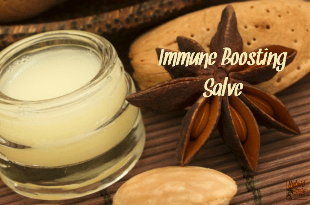 A glass jar with immune boosting lotion