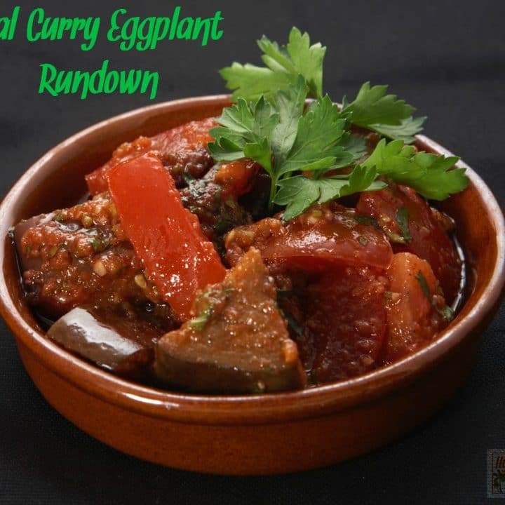 This classic Jamaican vegan main dish is worth the effort. Ital curry eggplant rundown might seem daunting but it really does come together easily. The flavors in this gluten free rundown are divine and will please even the pickiest palate! from HybridRastaMama.com