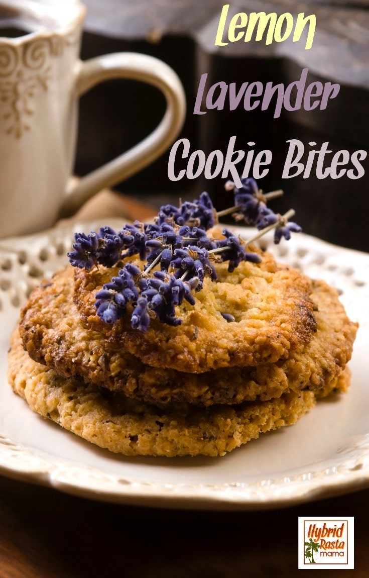 Lavender cookies with a lavender sprig on top