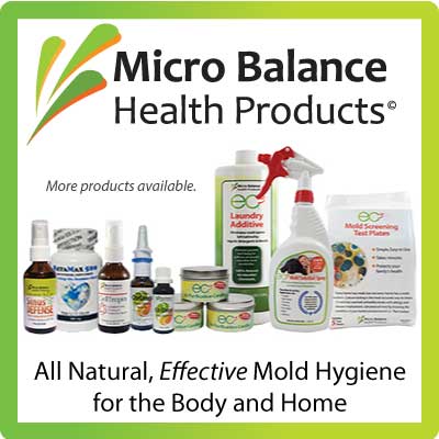 MicroBalance health products banner with their various mold removal products