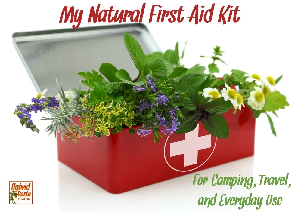 Fresh herbs inside natural first aid kit
