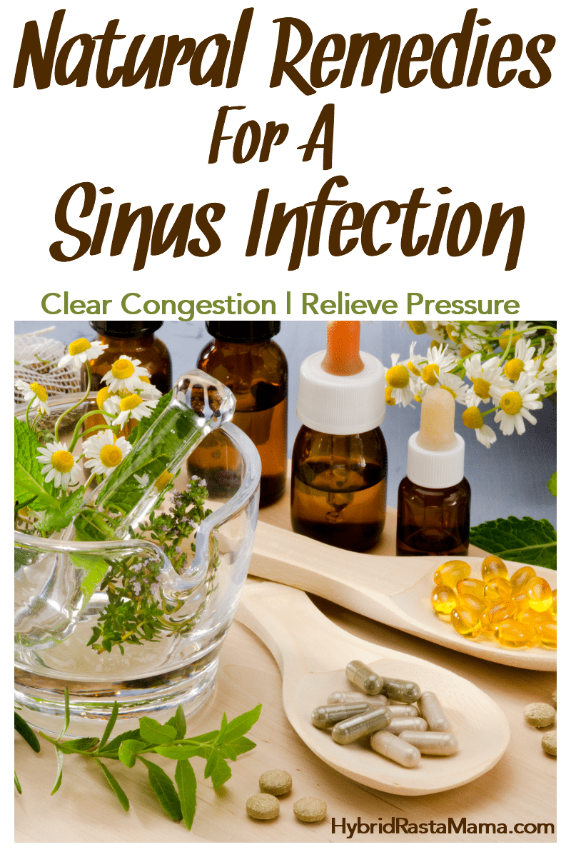 Various natural remedies for a sinus infection on a wooden cutting board