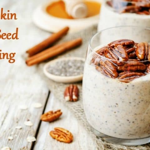 This seasonal pumpkin chia seed pudding is a nourishing treat all year long! Easy to make, it is delicious for breakfast, lunch, or snacktime! Brought to you by HybridRastaMama.com