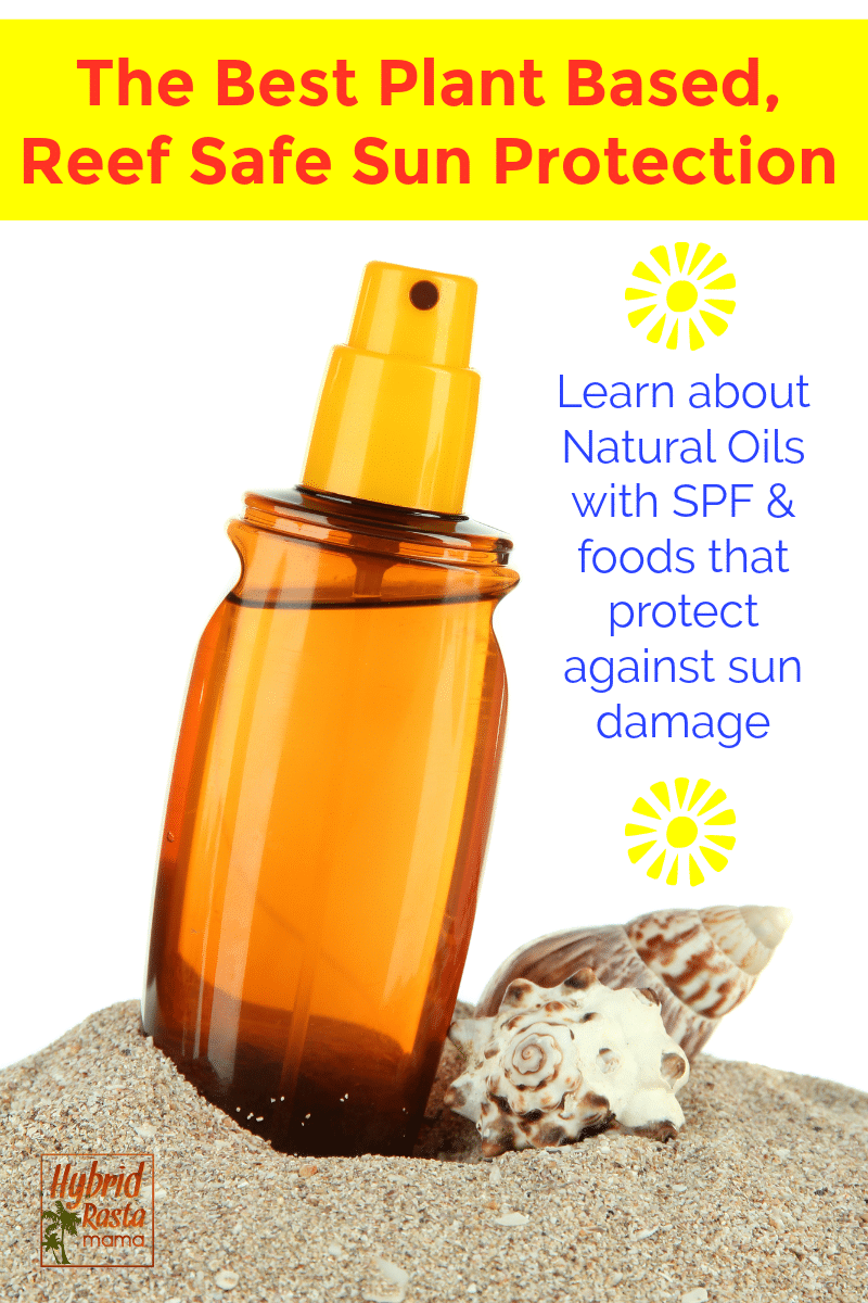 A bottle filled with natural oils for sun protection. 