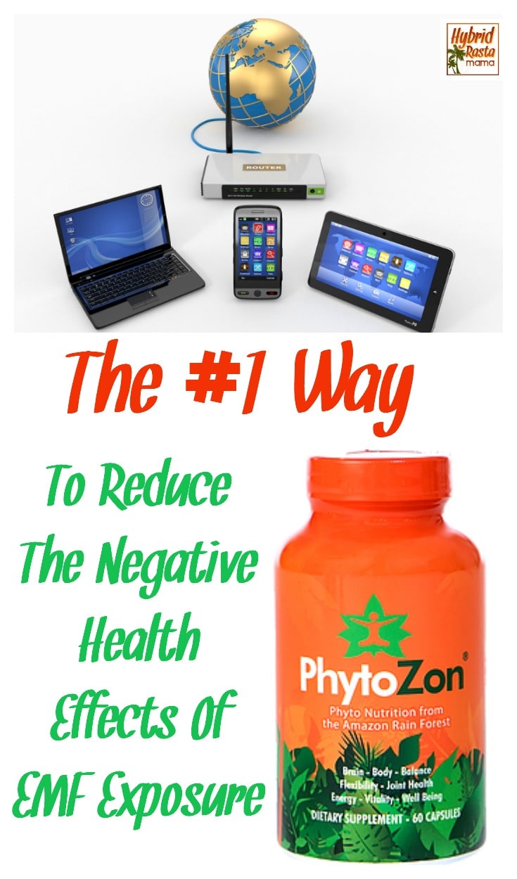 Home wifi network. Internet via router on phone, laptop and tablet pc. Bottle of Phytozon to protect against EMFs